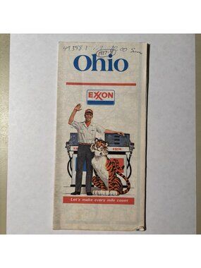 Vintage Exxon Oil Gas Ohio State US Travel Tourism Road Map 1977-78 Collectible